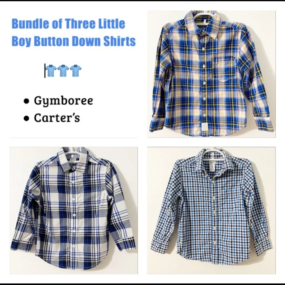 Gymboree and Carter’s Bundle of Three Plaid / Checked Button Down Shirts Size 4